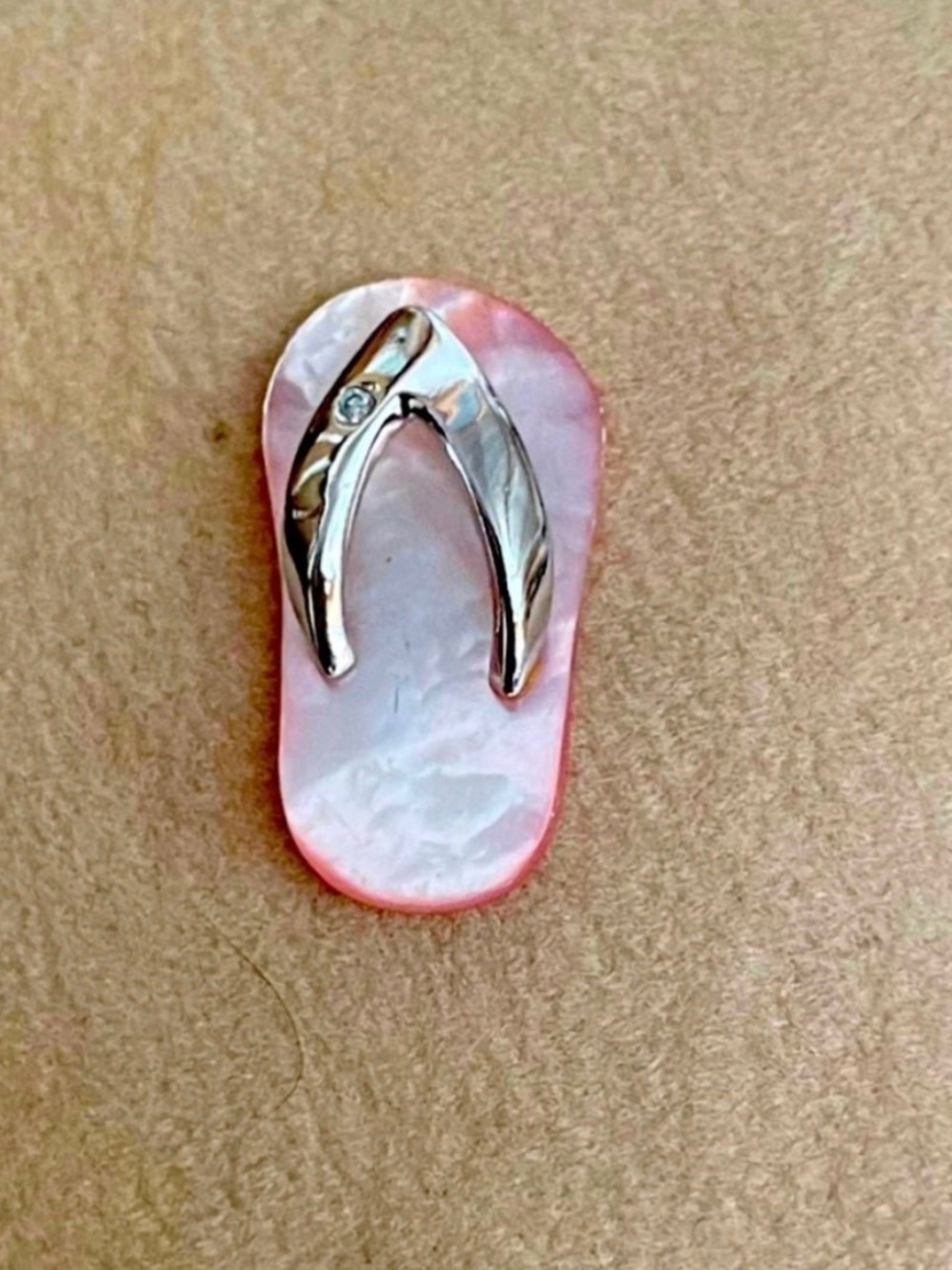 Flip-Flop Sandal Sterling Silver/Pink Mother-of-Pearl Pendant NEW!